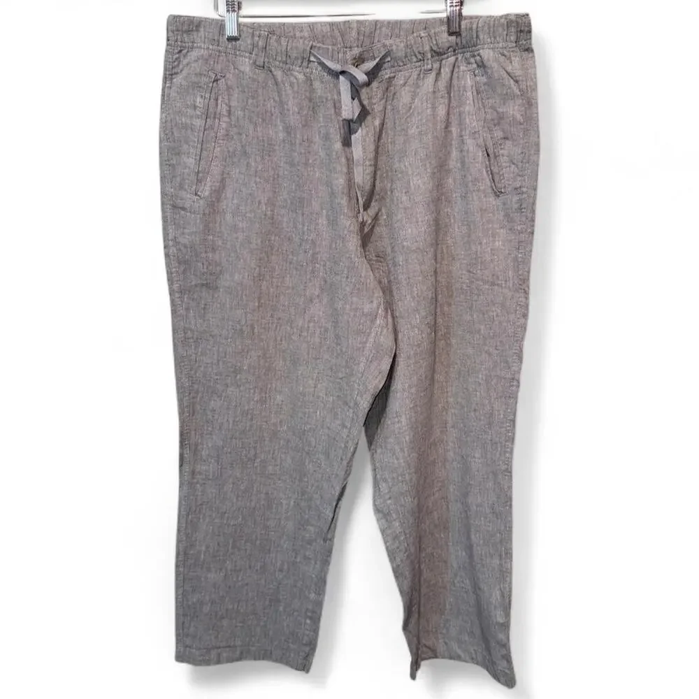 Tasso Elba Linen Blend Gray Summer Trousers Men’s XL Coastal Preppy Wedding